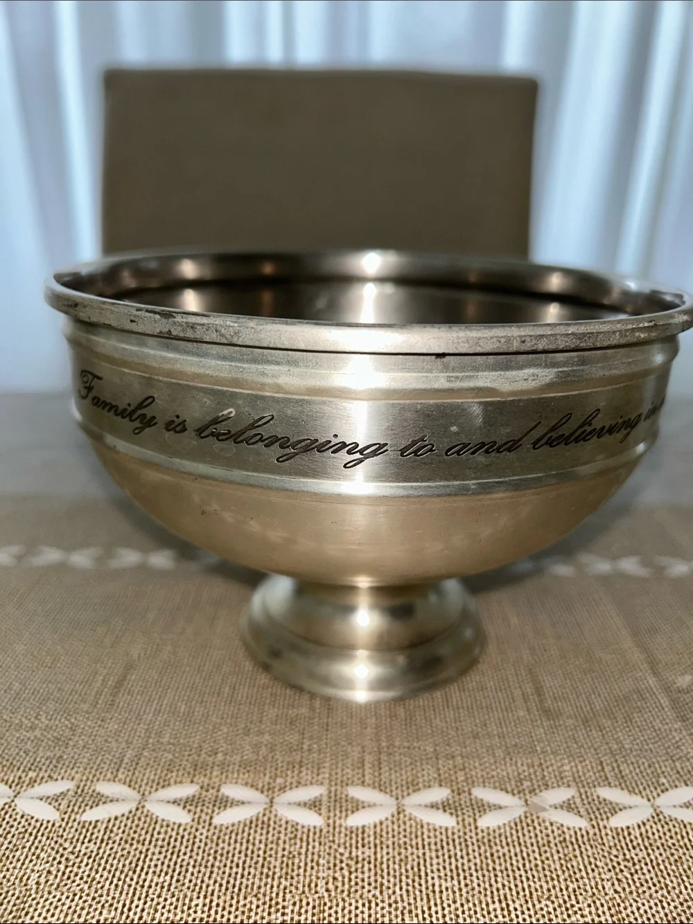 Pottery Barn Sentiment Silver Snack Bowl